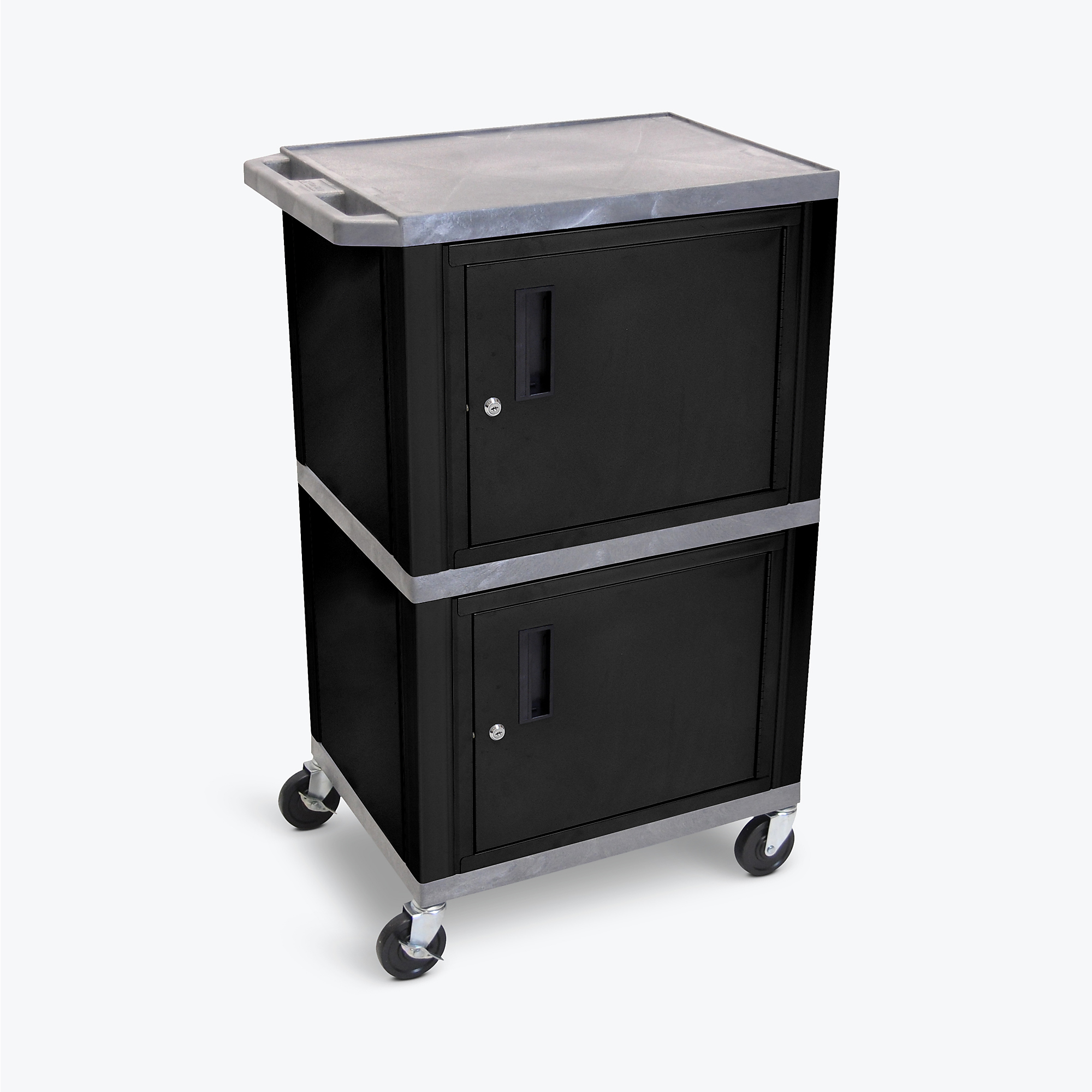 Luxor 42in.H Tuffy AV Cart - Double Cabinet, Total Capacity 200 lb, Model# WT50GY-B